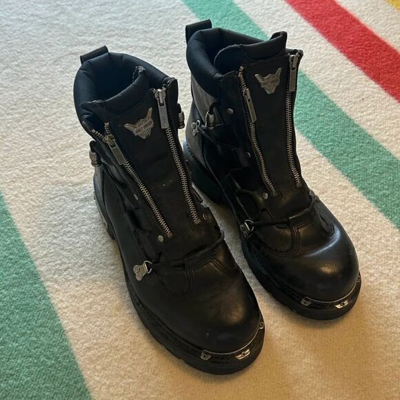 Vintage Harley Davidson Brake Light Biker Boots Size 13 Rick Stompers - Picture 2 of 7